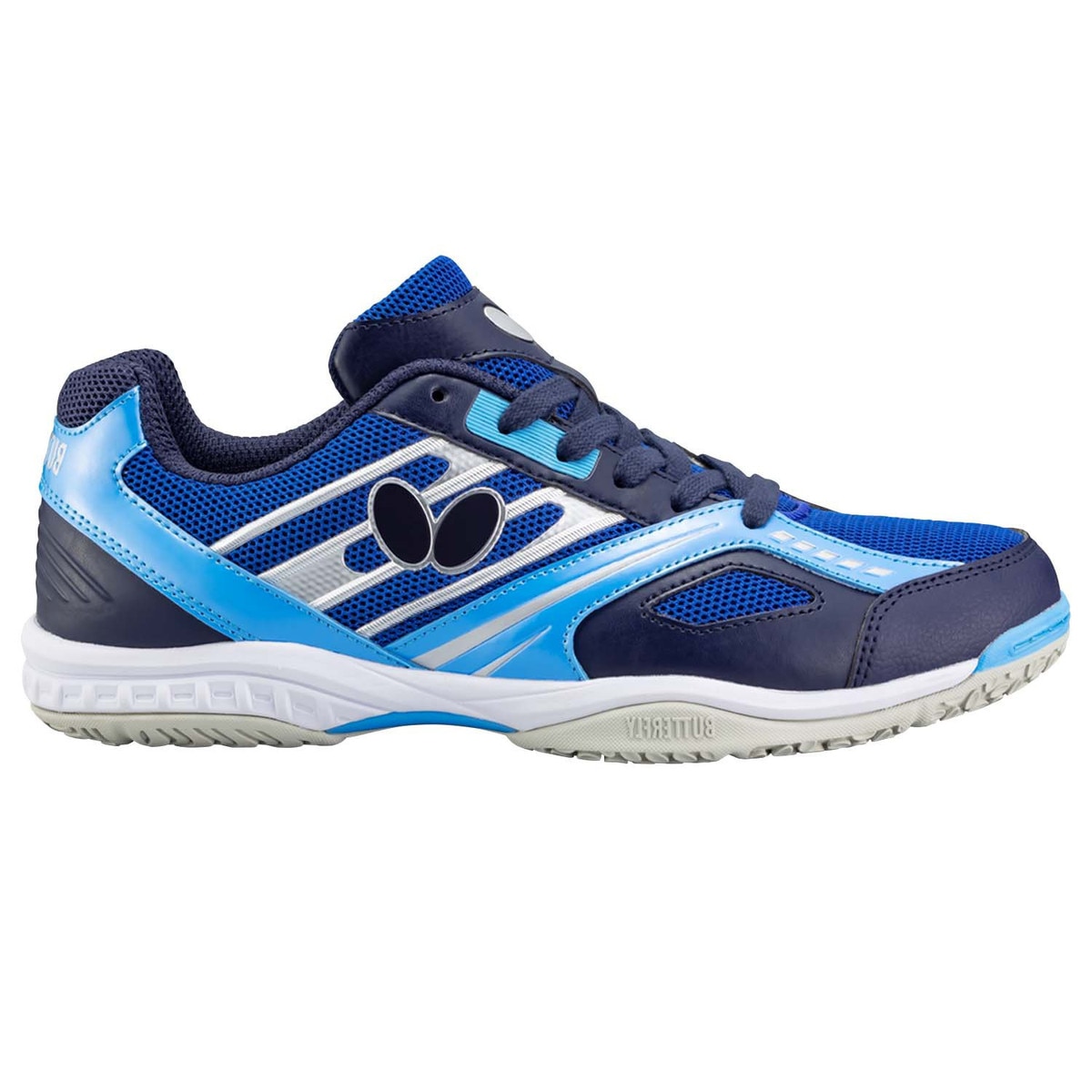 Butterfly Lezoline Mach Shoes: Side Profile of Blue-Navy